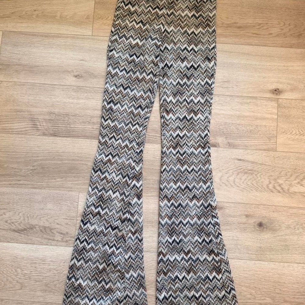 Fashion Nova zig zag knit flare pants boho festival bells NWT